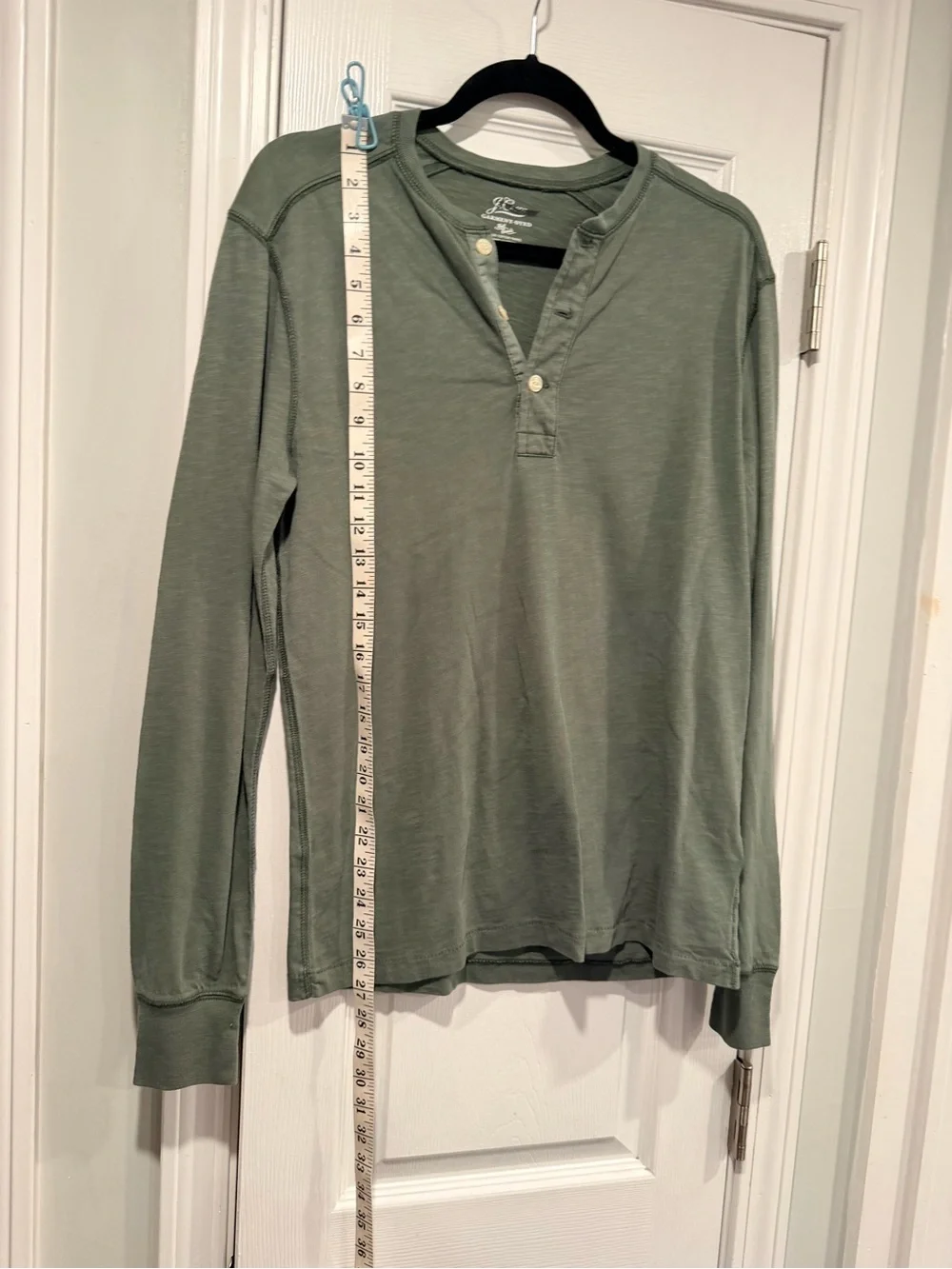 NWOT J. Crew Size S Green Garment Dyed Cotton Long Sleeve Henley Shirt